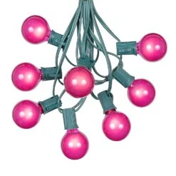 100 G40 Globe String Light Set With Pink Bulbs On Green Wire -Christmas Lights Series 0010069 100 g40 globe string light set with pink bulbs on green wire