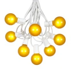 100 G40 Globe String Light Set With Yellow Satin Bulbs On White Wire -Christmas Lights Series 0010083 100 g40 globe string light set with yellow satin bulbs on white wire