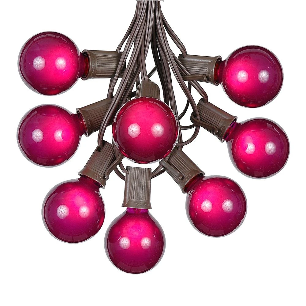 100 G50 Globe Light String Set With Purple Bulbs On Brown Wire 2 100 G50 Globe Light String Set With Purple Bulbs On Brown Wire - Image 2