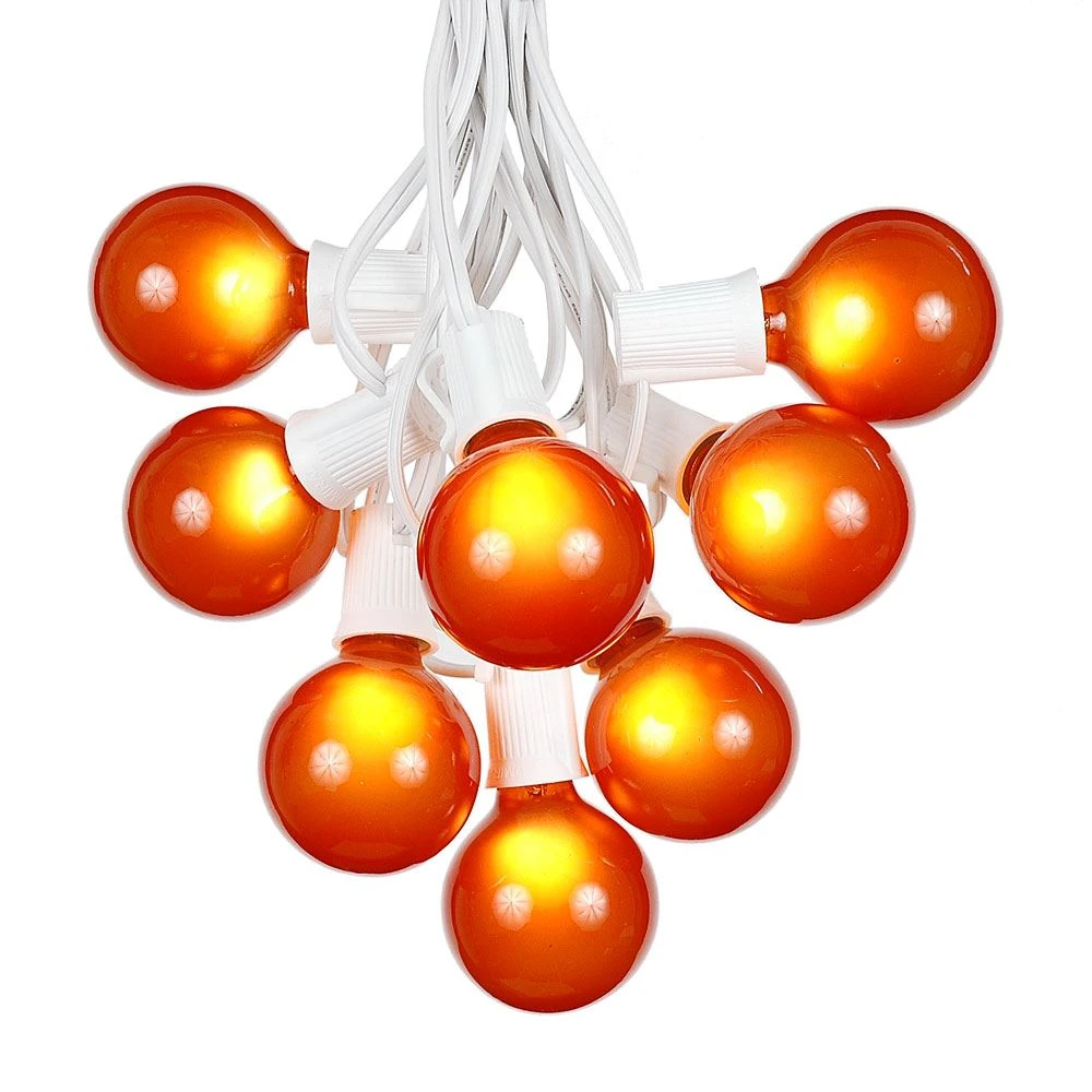 100 G50 Globe Light String Set With Orange Bulbs On White Wire 2 100 G50 Globe Light String Set With Orange Bulbs On White Wire - Image 2