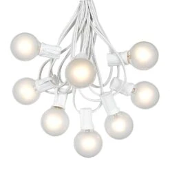 100 G40 Globe String Light Set With Frosted White Bulbs On White Wire -Christmas Lights Series 0010301 100 g40 globe string light set with frosted white bulbs on white wire