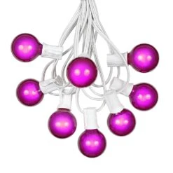 100 G40 Globe String Light Set With Purple Satin Bulbs On White Wire -Christmas Lights Series 0011009 100 g40 globe string light set with purple satin bulbs on white wire