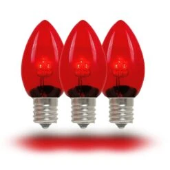 C7 - Red - Glass LED Replacement Bulbs - 25 Pack -Christmas Lights Series 0011100 c7 red glass led replacement bulbs 25 pack