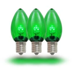 C7 - Green - Glass LED Replacement Bulbs - 25 Pack -Christmas Lights Series 0011102 c7 green glass led replacement bulbs 25 pack