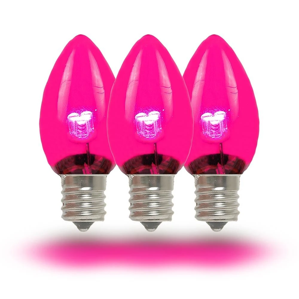 C7 - Pink - Glass LED Replacement Bulbs - 25 Pack 2 C7 - Pink - Glass LED Replacement Bulbs - 25 Pack - Image 2