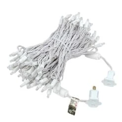 Commercial Grade Wide Angle 100 LED Pure White 50' Long On White Wire -Christmas Lights Series 0012024 commercial grade wide angle 100 led pure white 50 long on white wire