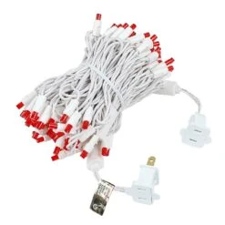 Commercial Grade Wide Angle 100 LED Red 34' Long White Wire -Christmas Lights Series 0012035 commercial grade wide angle 100 led red 34 long white wire