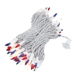 Red/White/Blue Christmas Mini Lights 100 Light 50 Feet Long On White Wire -Christmas Lights Series 0012061 redwhiteblue christmas mini lights 100 light 50 feet long on white wire