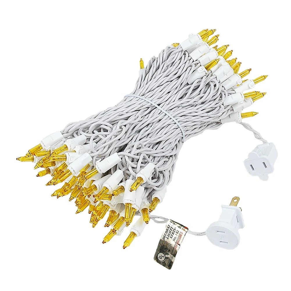 Yellow Christmas Mini Lights 100 Light 50 Feet Long On White Wire 2 Yellow Christmas Mini Lights 100 Light 50 Feet Long On White Wire - Image 2