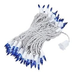 Blue Christmas Mini Lights 100 Light 50 Feet Long On White Wire -Christmas Lights Series 0012074 blue christmas mini lights 100 light 50 feet long on white wire