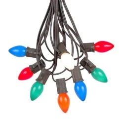 Christmas Lights Series -Christmas Lights Series 0012246 100 c7 string light set with multi colored ceramic bulbs on brown wire