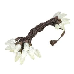 25 Warm White LED C9 Pre-Lamped String Lights Brown Wire -Christmas Lights Series 0013096 25 warm white led c9 pre lamped string lights brown wire