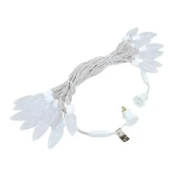 25 Pure White LED C9 Pre-Lamped String Lights On White Wire -Christmas Lights Series 0013103 25 pure white led c9 pre lamped string lights on white wire