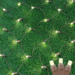 Warm White LED Net Lights 2x10 Brown Wire -Christmas Lights Series 0013155 warm white led net lights 2x10 brown wire