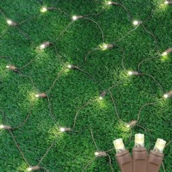Warm White LED Net Lights 4x6 Brown Wire -Christmas Lights Series 0013163 warm white led net lights 4x6 brown wire