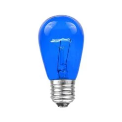 25 Pack Of Transparent Blue S14 11 Watt Bulbs Medium Base E26 5 25 Pack Of Transparent Blue S14 11 Watt Bulbs Medium Base E26 -Christmas Lights Series 0013462 25 pack of transparent blue s14 11 watt bulbs medium base e26
