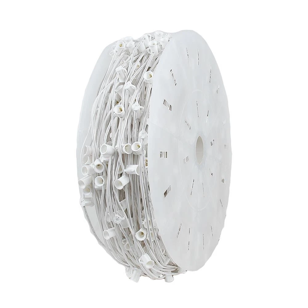 Premium Commercial Grade 10 Amp C7 1000' Spool 12" Spacing White Wire 2 Premium Commercial Grade 10 Amp C7 1000' Spool 12" Spacing White Wire - Image 2