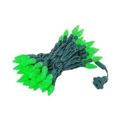 Green 70 LED C6 Strawberry Mini Lights Commercial Grade On Green Wire -Christmas Lights Series 0013959 green 70 led c6 strawberry mini lights commercial grade on green wire