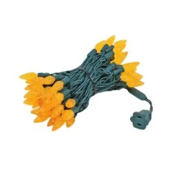 Amber 70 LED C6 Strawberry Mini Lights Commercial Grade On Green Wire -Christmas Lights Series 0014010 amber 70 led c6 strawberry mini lights commercial grade on green wire