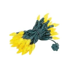 Yellow 70 LED C6 Strawberry Mini Lights Commercial Grade On Green Wire -Christmas Lights Series 0014011 yellow 70 led c6 strawberry mini lights commercial grade on green wire