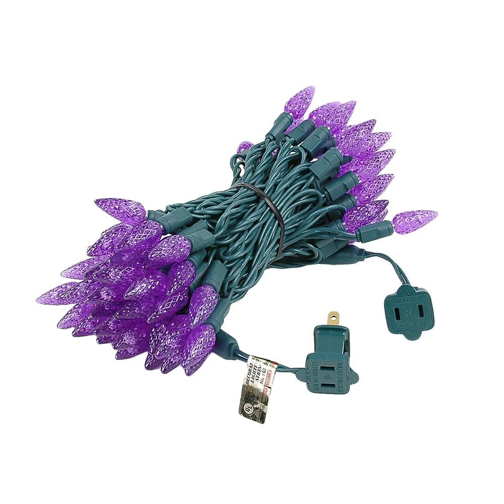 Purple 70 LED C6 Strawberry Mini Lights Commercial Grade On Green Wire 2 Purple 70 LED C6 Strawberry Mini Lights Commercial Grade On Green Wire - Image 2
