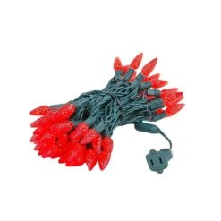 Red 70 LED C6 Strawberry Mini Lights Commercial Grade On Green Wire -Christmas Lights Series 0014019 red 70 led c6 strawberry mini lights commercial grade on green wire