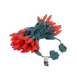 Red 70 LED C6 Strawberry Mini Lights Commercial Grade On Green Wire -Christmas Lights Series 0014020 red 70 led c6 strawberry mini lights commercial grade on green wire