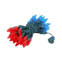 Red And Blue 70 LED C6 Strawberry Mini Lights Commercial Grade Green Wire -Christmas Lights Series 0014035 red and blue 70 led c6 strawberry mini lights commercial grade green wire