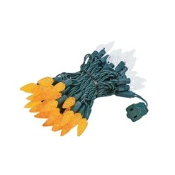 Orange And White 70 LED C6 Strawberry Mini Lights Commercial Grade Green Wire -Christmas Lights Series 0014067 orange and white 70 led c6 strawberry mini lights commercial grade green wire