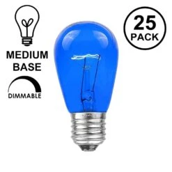 25 Pack Of Transparent Blue S14 11 Watt Bulbs Medium Base E26