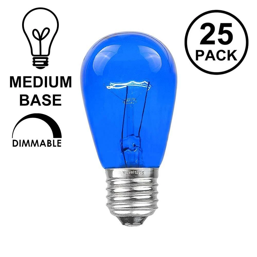 25 Pack Of Transparent Blue S14 11 Watt Bulbs Medium Base E26 1 25 Pack Of Transparent Blue S14 11 Watt Bulbs Medium Base E26