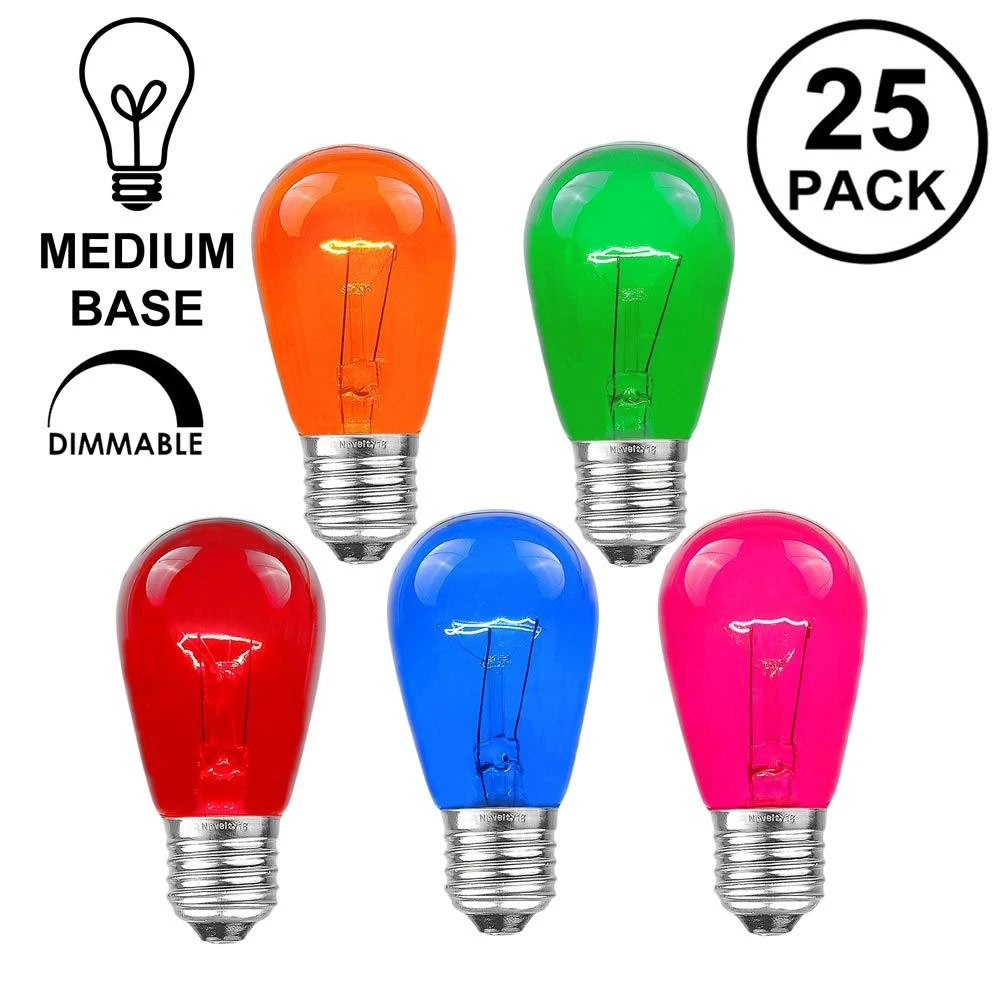25 Pack Of Transparent Assorted S14 11 Watt Bulbs Medium Base E26 1 25 Pack Of Transparent Assorted S14 11 Watt Bulbs Medium Base E26