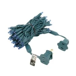 50 LED Blue LED Christmas Lights 11' Long On Green Wire -Christmas Lights Series 0014201 50 led blue led christmas lights 11 long on green wire