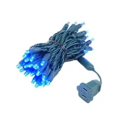 50 LED Blue LED Christmas Lights 11' Long On Green Wire -Christmas Lights Series 0014202 50 led blue led christmas lights 11 long on green wire