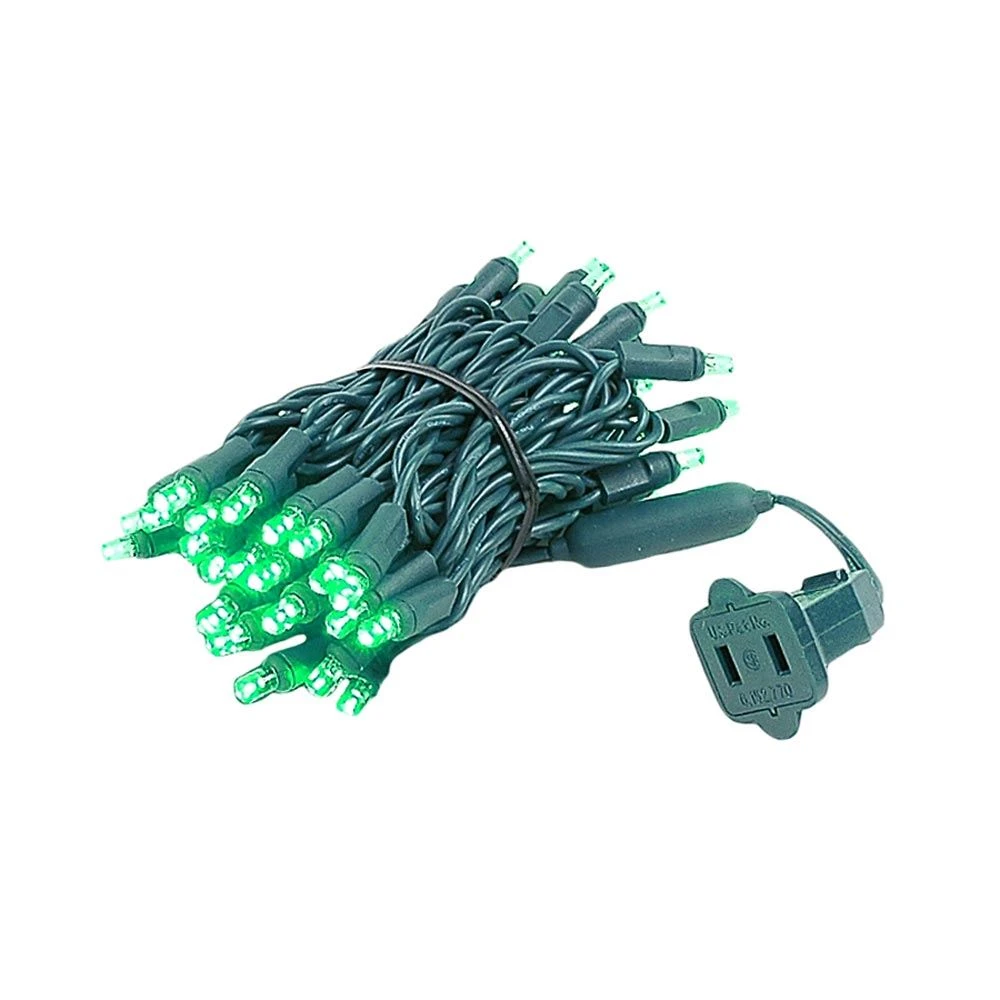 50 LED Green LED Christmas Lights 11' Long On Green Wire 4 50 LED Green LED Christmas Lights 11' Long On Green Wire - Image 4
