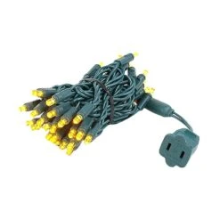 50 LED Yellow (gold) LED Christmas Lights 11' Long On Green Wire -Christmas Lights Series 0014208 50 led yellow gold led christmas lights 11 long on green wire