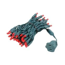 50 LED Red LED Christmas Lights 11' Long On Green Wire -Christmas Lights Series 0014210 50 led red led christmas lights 11 long on green wire