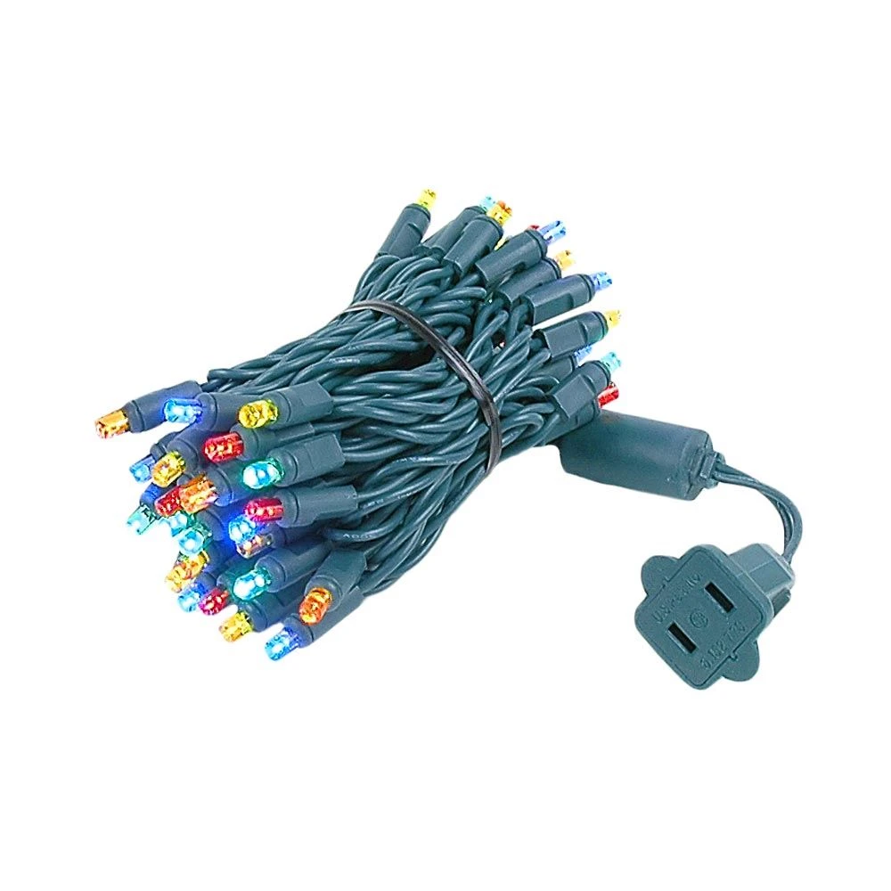 50 LED Multi LED Christmas Lights 11' Long On Green Wire 4 50 LED Multi LED Christmas Lights 11' Long On Green Wire - Image 4