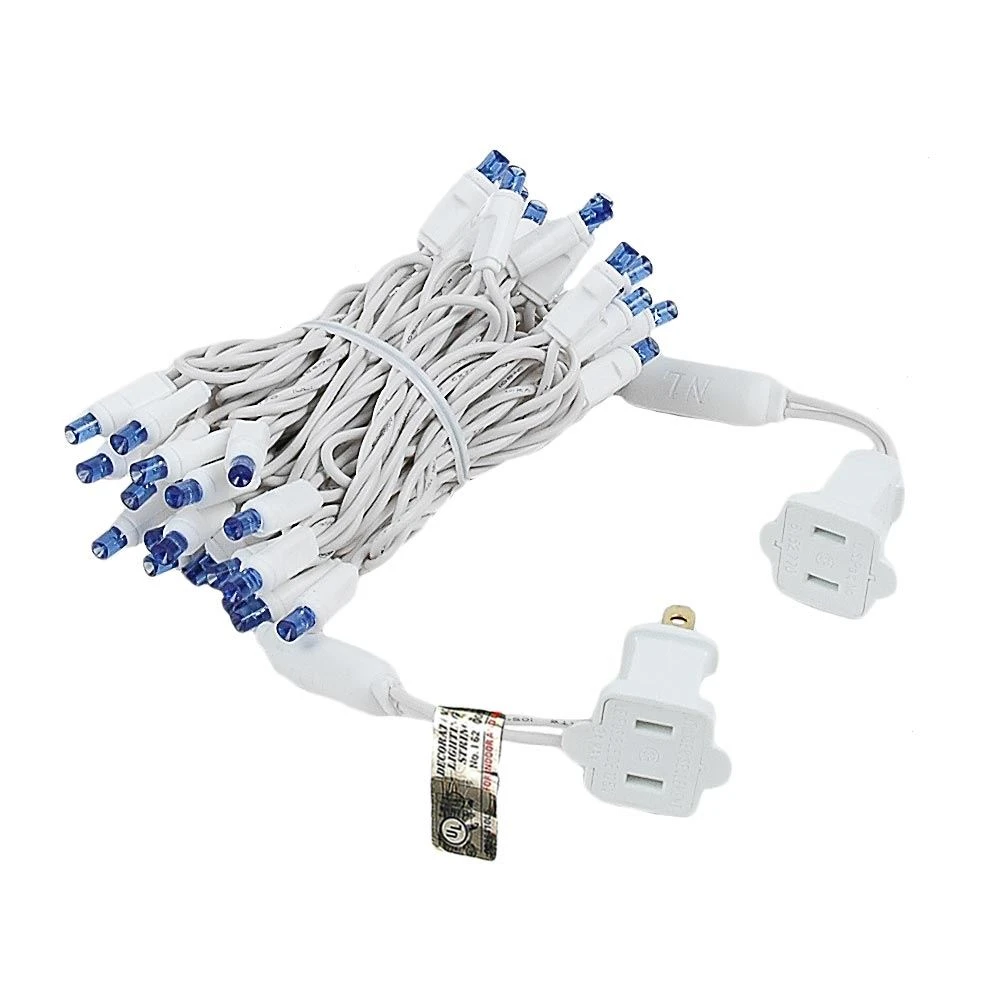 50 LED Blue LED Christmas Lights 11' Long On White Wire 6 50 LED Blue LED Christmas Lights 11' Long On White Wire - Image 6