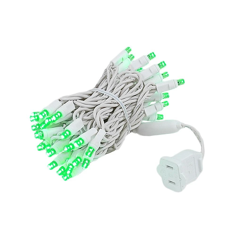 50 LED Green LED Christmas Lights 11' Long On White Wire 2 50 LED Green LED Christmas Lights 11' Long On White Wire - Image 2