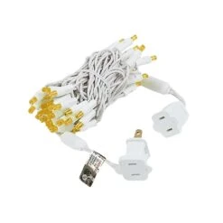 50 LED Amber LED Christmas Lights 11' Long On White Wire -Christmas Lights Series 0014272 50 led amber led christmas lights 11 long on white wire