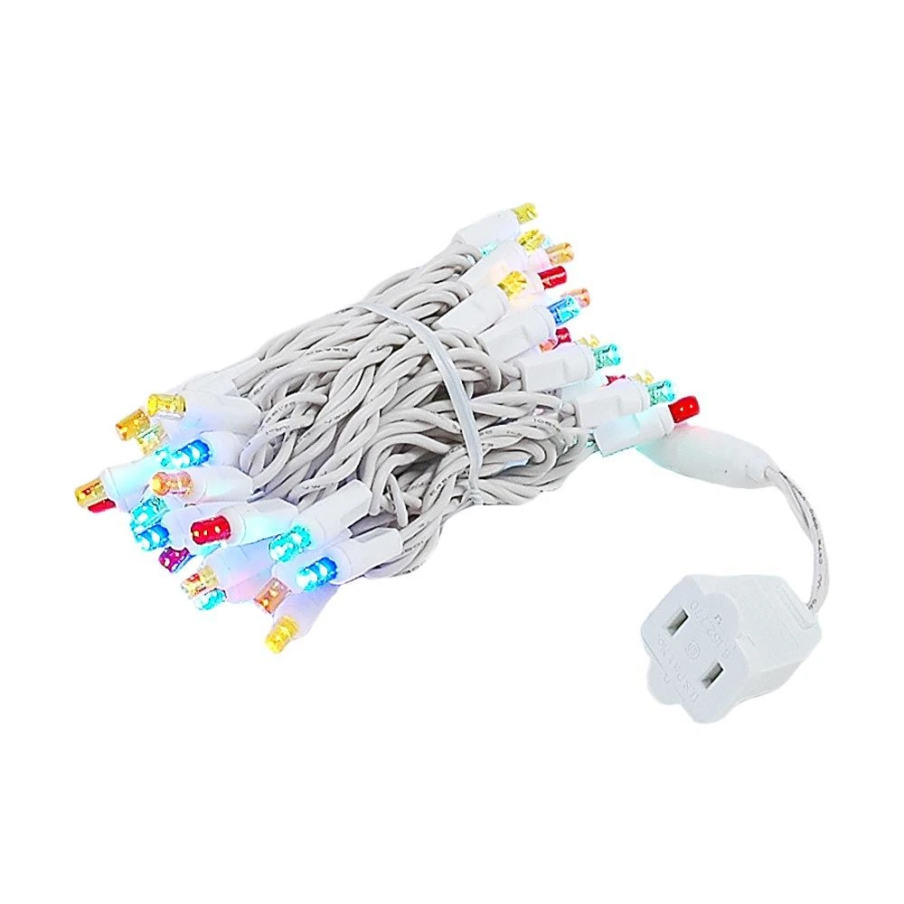 50 LED Multi LED Christmas Lights 11' Long On White Wire 2 50 LED Multi LED Christmas Lights 11' Long On White Wire - Image 2