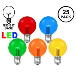 Multi Colored LED G50 Globe Bulbs - 25pk