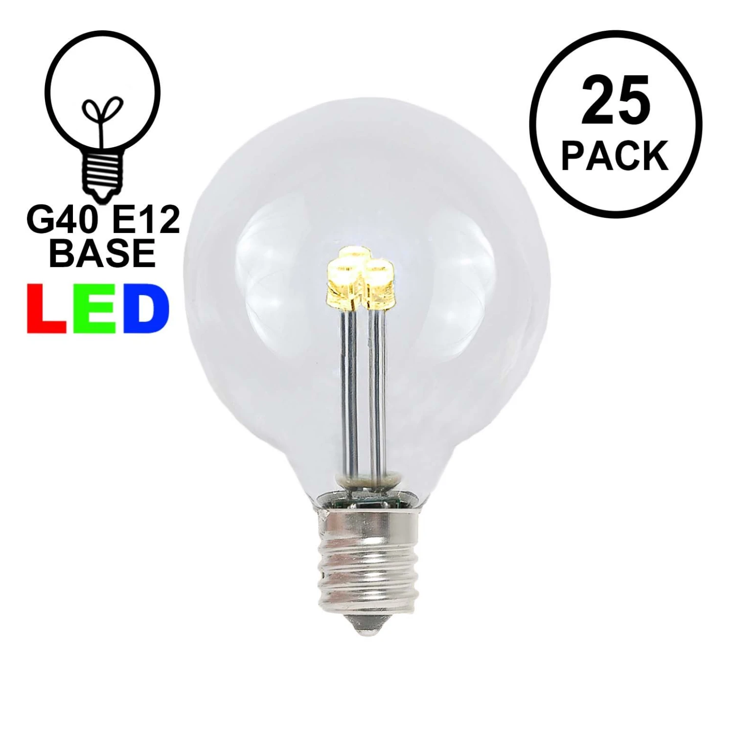 Warm White - G40 Glass LED Replacement Bulbs - 25 Pack 1 Warm White - G40 Glass LED Replacement Bulbs - 25 Pack