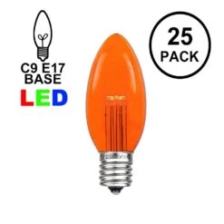 Amber (Orange) Smooth Glass C9 LED Bulbs - 25k
