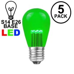 5 Pack Green S14 LED Medium Base E26 Bulbs W/ 9 LEDs