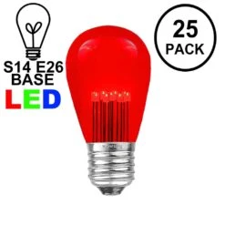 Red S14 LED Medium Base E26 Bulbs W/ 9 LEDs - 25pk