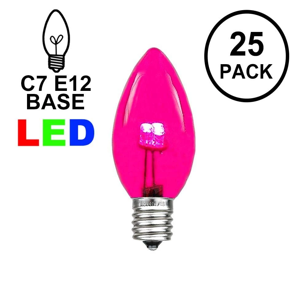 C7 - Pink - Glass LED Replacement Bulbs - 25 Pack 1 C7 - Pink - Glass LED Replacement Bulbs - 25 Pack