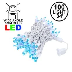 Commercial Grade Wide Angle 100 LED Blue 34' Long White Wire