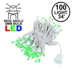 Commercial Grade Wide Angle 100 LED Green 34' Long White Wire